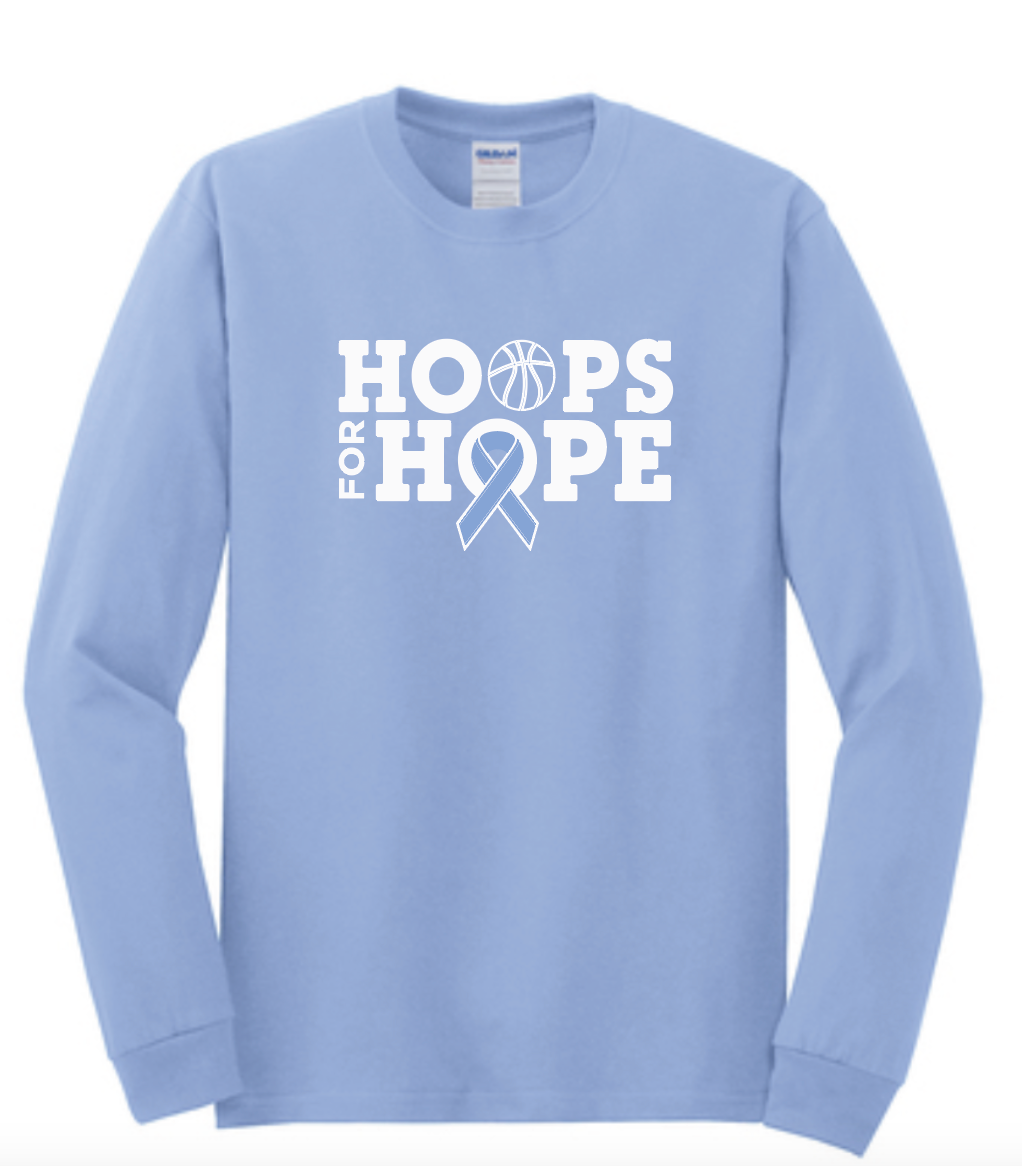 NEW 2025 Hoops for Hope Long Sleeve T-Shirt in Carolina Blue, ORDER NOW!