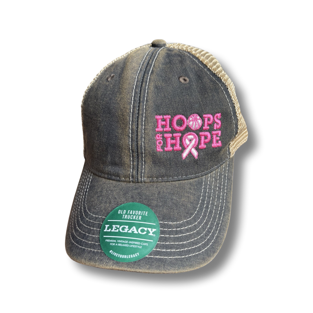 2026 Hoops for Hope Vintage Trucker Cap, Available in Pink and Black
