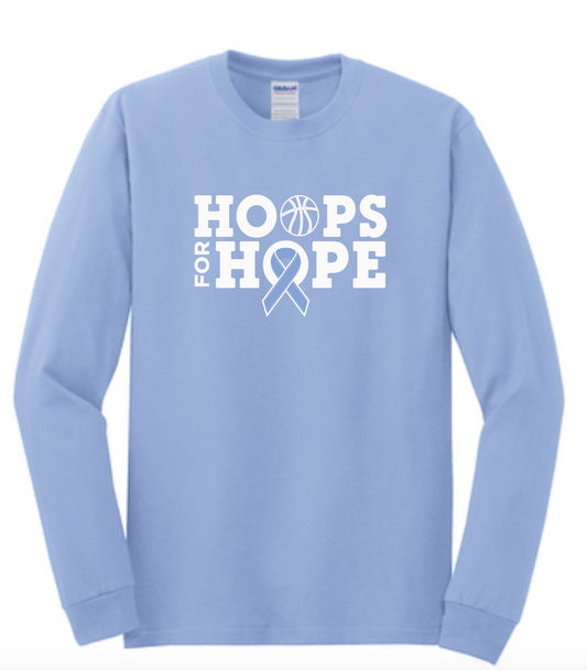 NEW 2025 Hoops for Hope Long Sleeve T-Shirt in Carolina Blue, ORDER NOW!